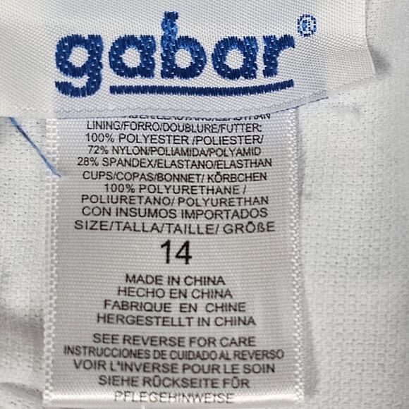 Gabar One Piece Swimsuit Royal Blue & Floral, V Neck with Ruffle Women's Size 14 - Picture 9 of 12